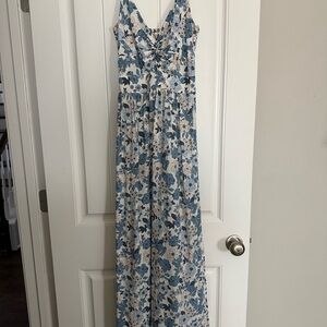 Altar'd State Blue and White Floral Maxi Dress